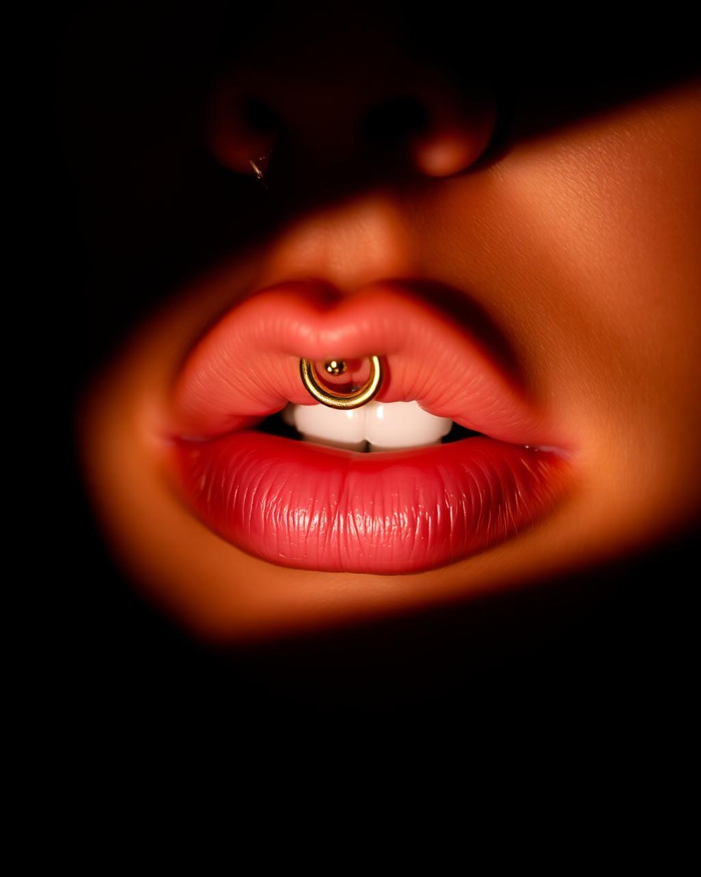 Gold lip ring