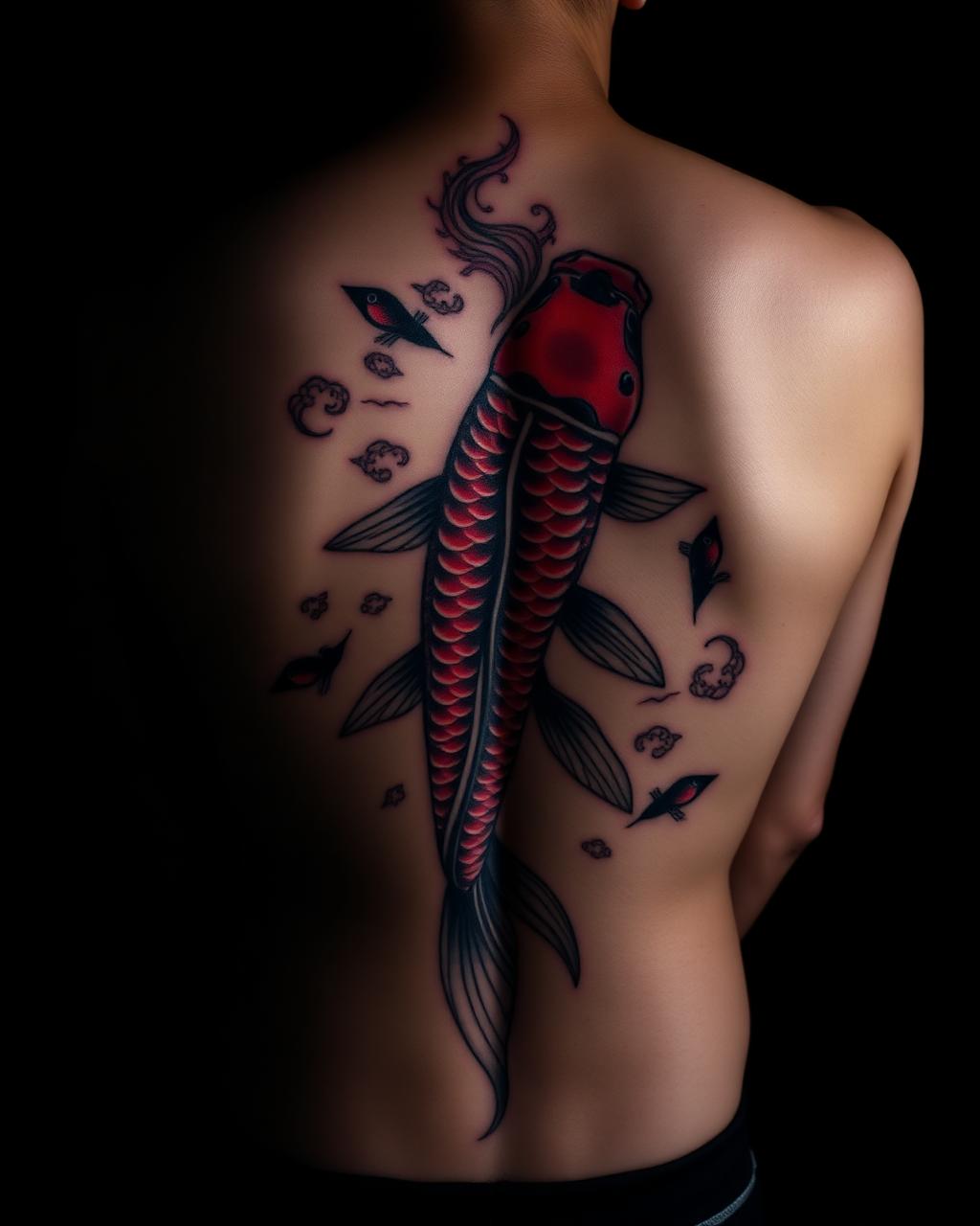 Oriental koi back piece